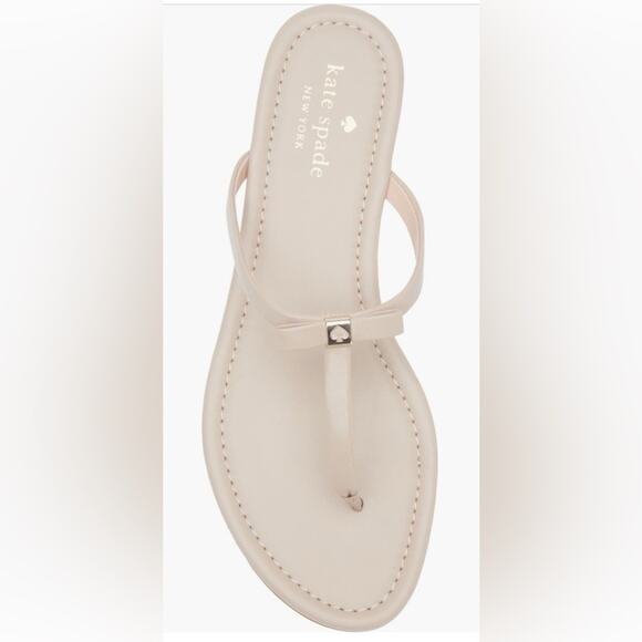 Kate Spade Napa Leather Penny Sandals in Parchment Color Size 10 New in Box - Picture 1 of 7